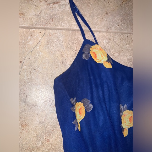 🌼💙Charming Charlie Blue and Yellow Floral Mini Dress - Adjustable Straps - - Picture 4 of 15